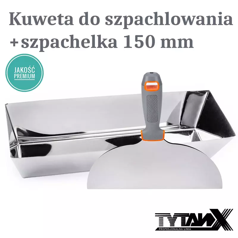 Kuweta do szpachlowania stalowa 14" zestaw ze szpachelką do gipsu 150 mm