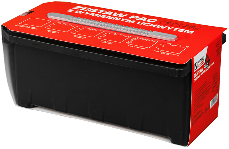 Pro zestaw 6 pac glazurniczych, zębatych z wymiennym uchwytem