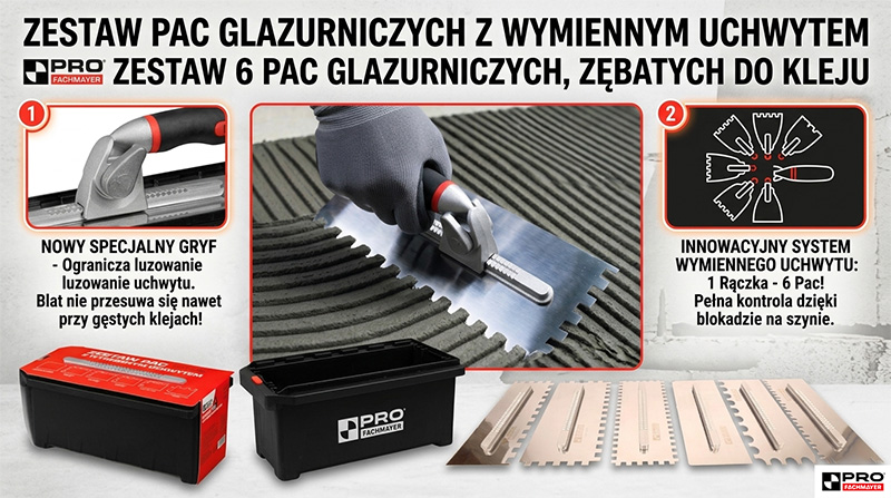 Zestaw pac glazurniczy z wymiennym uchwytem