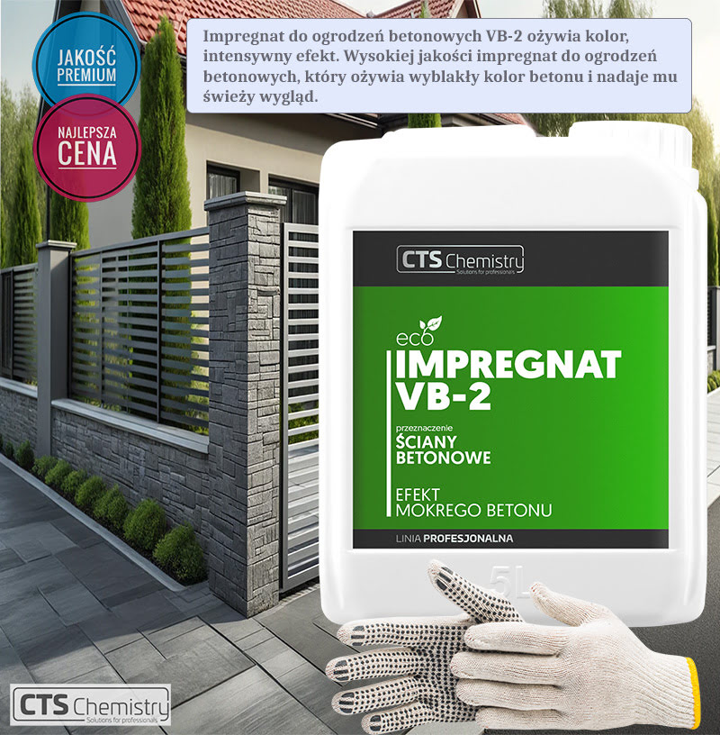 Impregnat do ogrodzeń betonowych VB2 5L, ożywia kolor, intensywny kolor