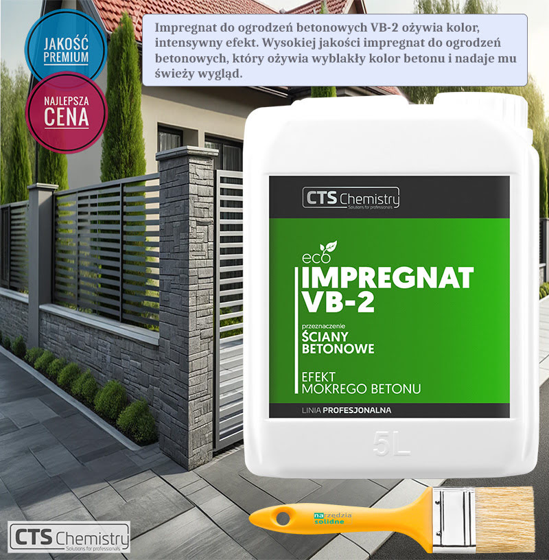 Impregnat do ogrodzeń betonowych VB2 5L, ożywia kolor, intensywny kolor