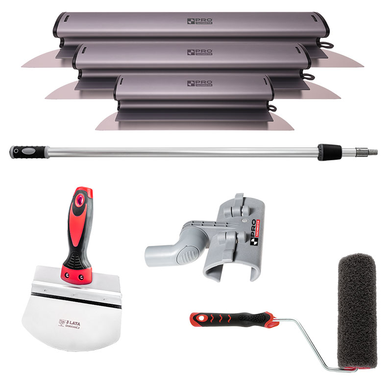 PRO ALU zestaw szpachli do gładzi 80,40,25 cm, noże do gładzi Pro, lizaki, pace do gładzi