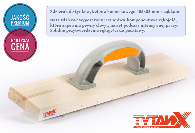 Zdzierak do tynków, betonu komórkowego YTONG 405x83 mm z ząbkami