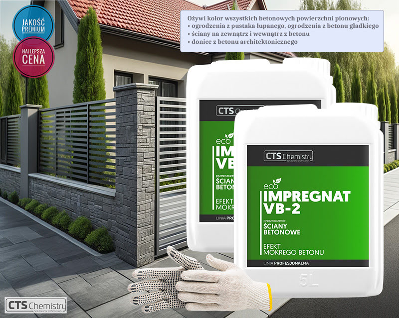 Impregnat do ogrodzeń betonowych VB-2 10L, ożywia kolor, intensywny kolor