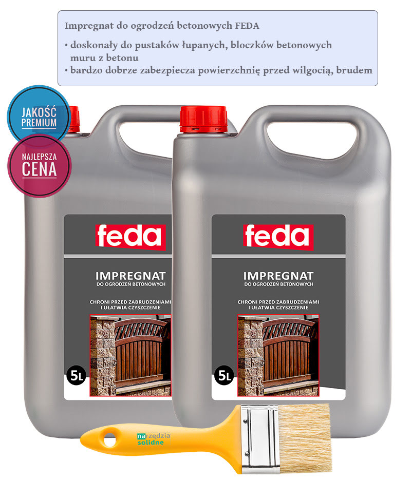 Impregnat do bloczków ogrodzeniowych 10L Feda + pędzel