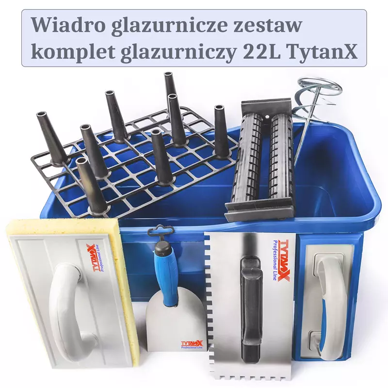 Wiadro glazurnicze zestaw do fugowania, komplet glazurniczy 22L TYTANX