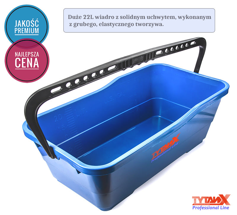 Wiadro glazurnicze zestaw do fugowania, komplet glazurniczy 22L TytanX